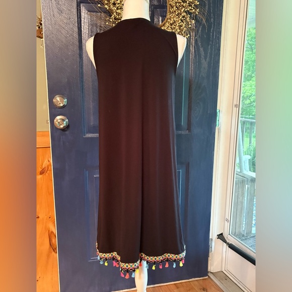 Versona Black Dress with Colorful Trim tassel’s. Size Small. - Picture 5 of 12